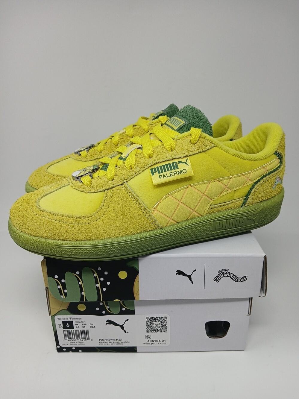 Puma X Squishmallows Palermo Maui Suede Yellow/Green Shoes 405104-01 Women Sz 6